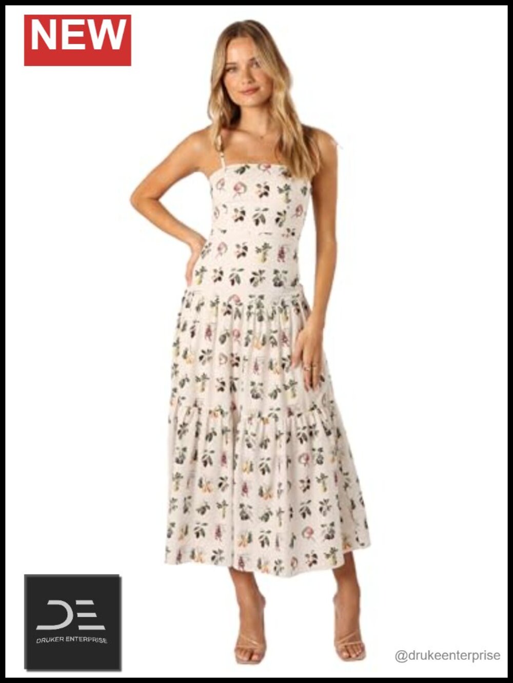 Petal & Pup Botanique Midi Dress Square Neck A-Line Sleeveless